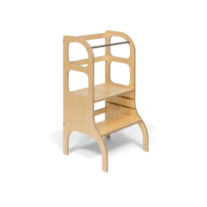 step up adjustable height helper tower natural wood