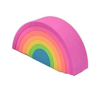jouet d'éveil montessori arc en ciel empilable fluo, 7 formes