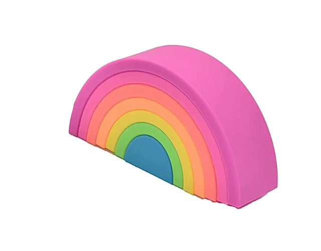 jouet d'éveil montessori arc en ciel empilable fluo, 7 formes