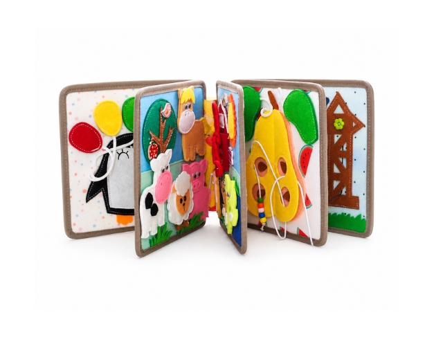 livre montessori en tissu biche