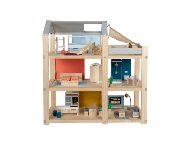 maison poupée bois avec meubles