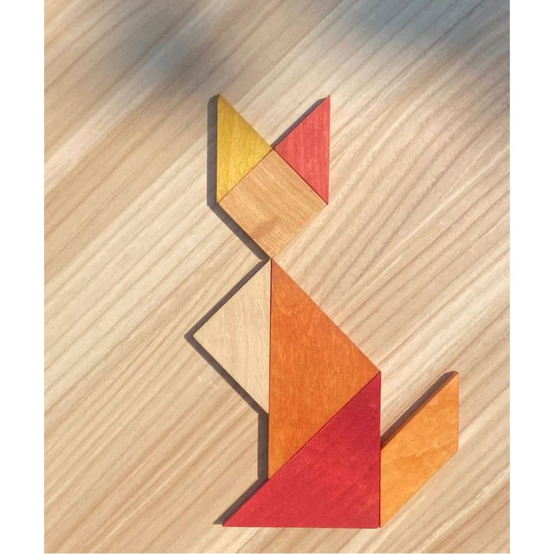 wooden story tangram – warm color (in storage bag)