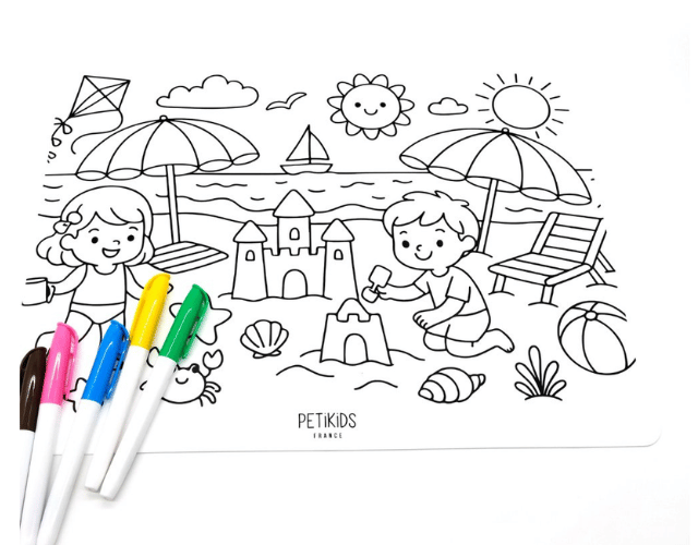 set de table à colorier en silicone 2 faces